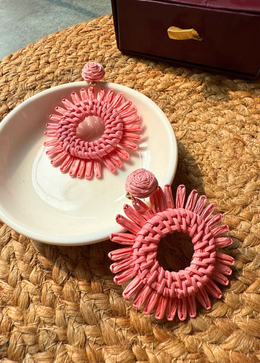 Jute Bloom Earrings - Pink made by jute