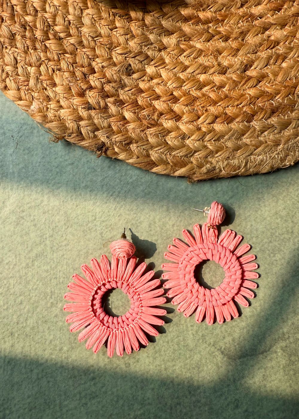 Jute Bloom Earrings - Pink with premium quality material