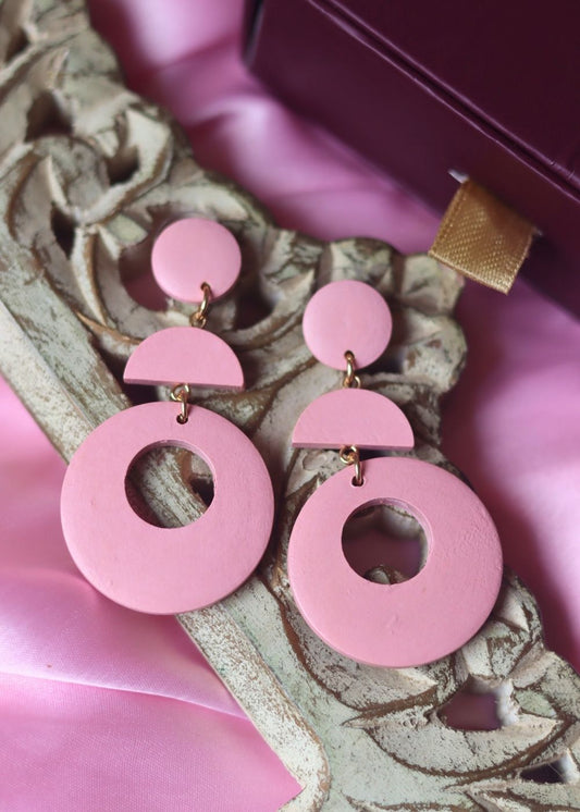 Dangling Pink Earrings handmade in India