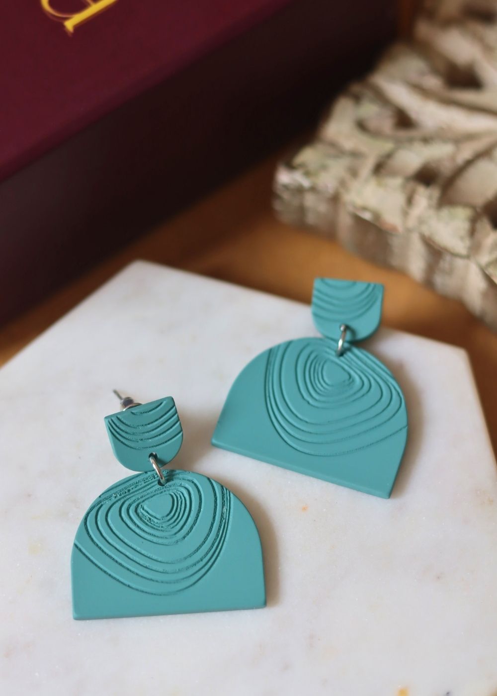 Serene Teal Earrings with premium quality material