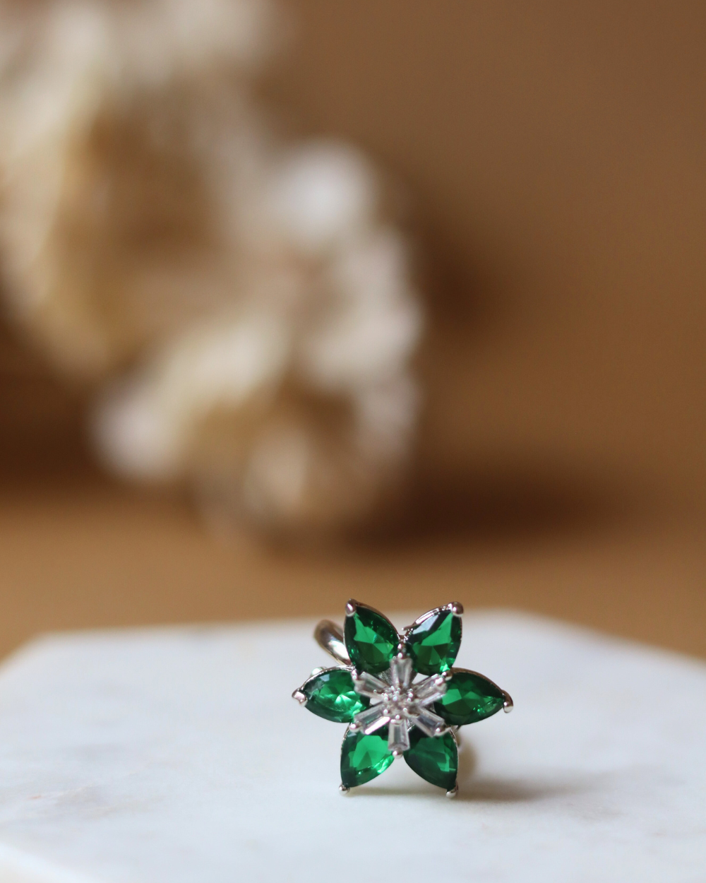 Emerald Floral Ring