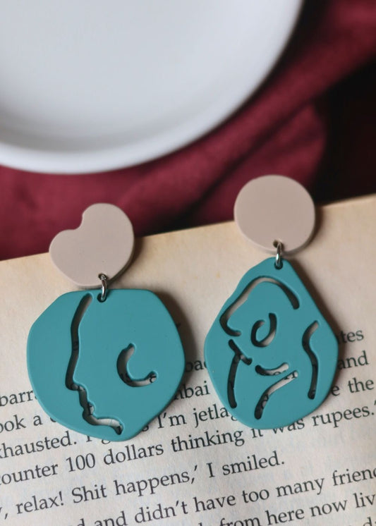 Abstract Face Earrings made by plastic