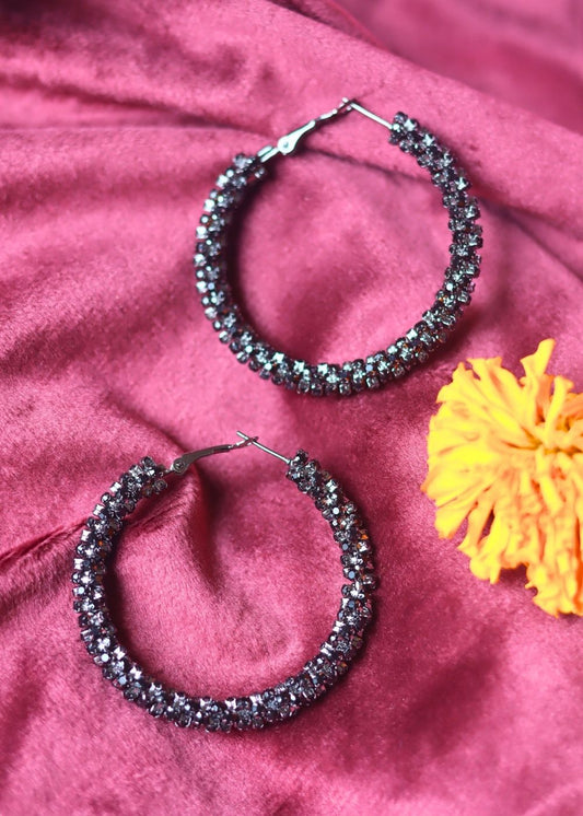 Beaded Black Statement Earrings handmade in india