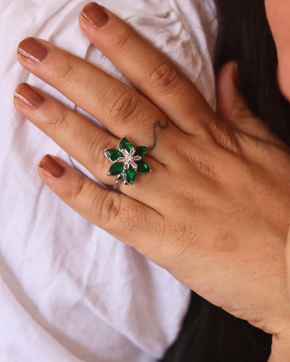 Emerald Floral Ring
