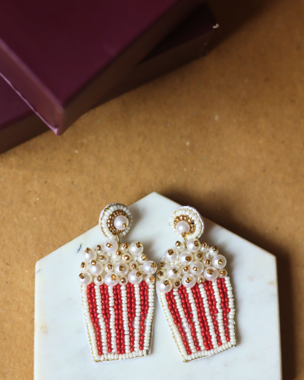 Popcorn Handmade Beaded Earrings