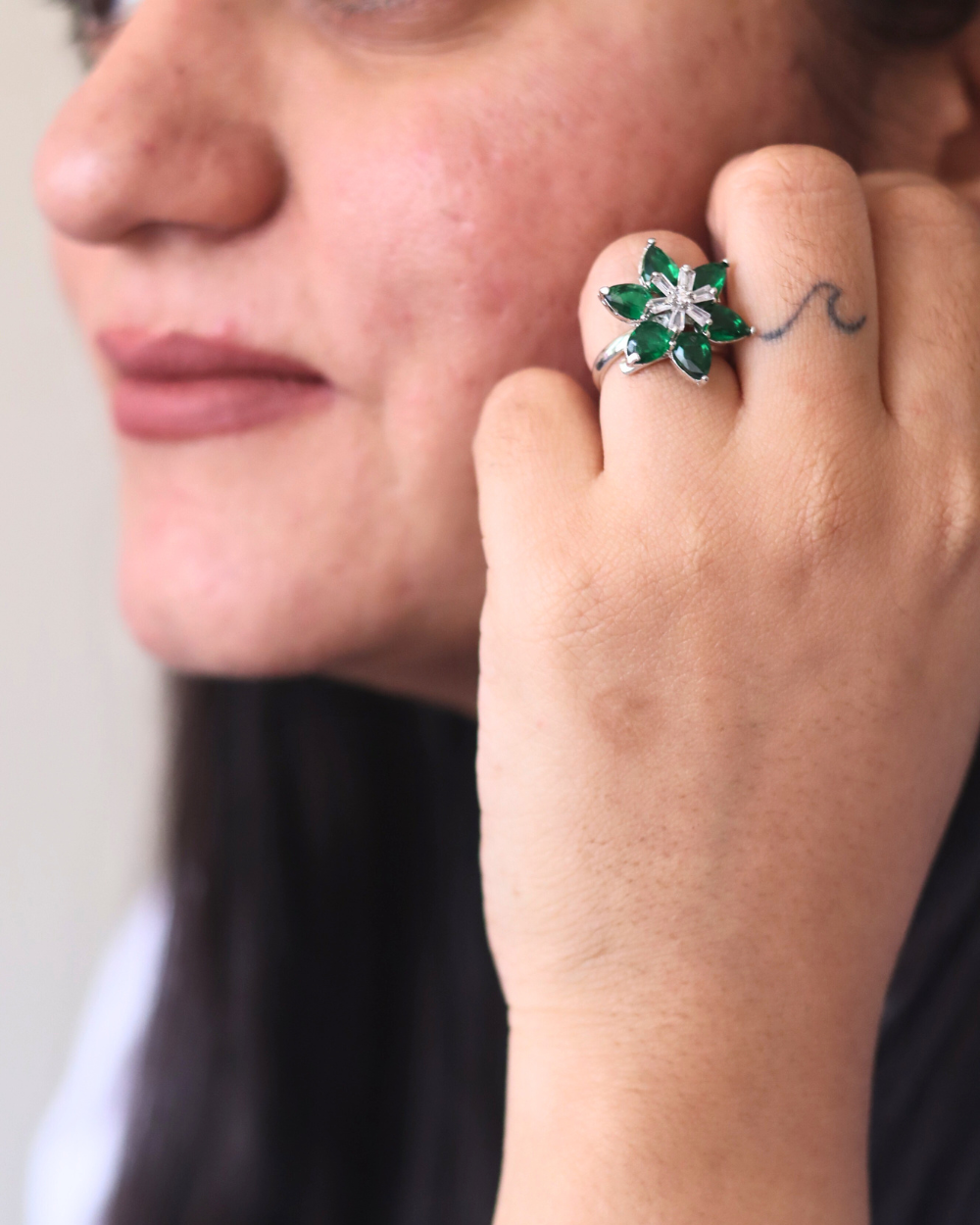 Emerald Floral Ring