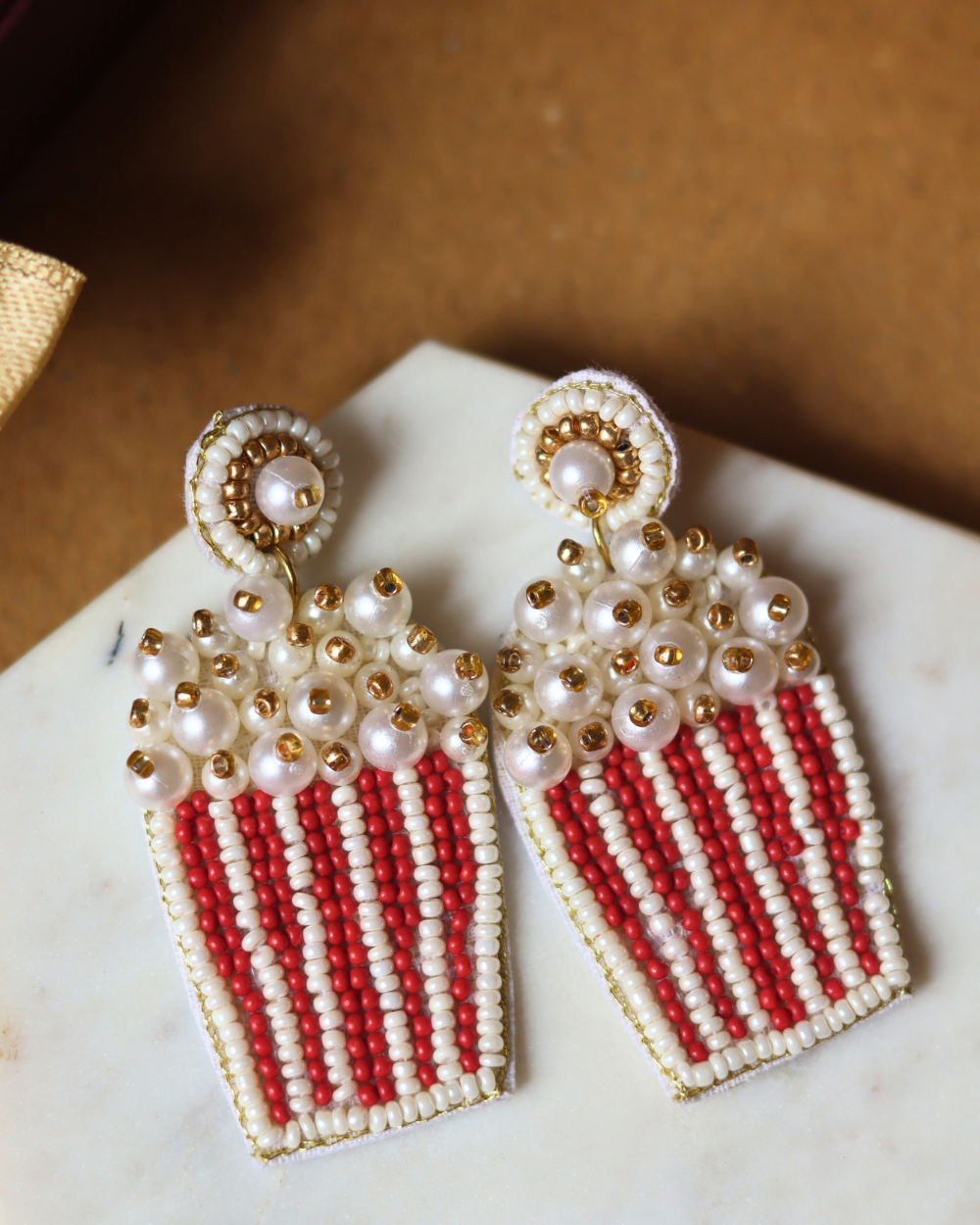 Popcorn Handmade Beaded Earrings