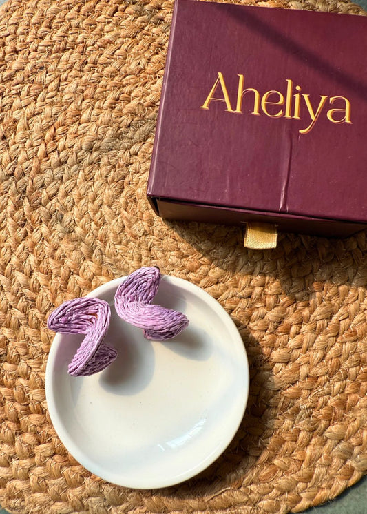 Twisted Fun - Purple Earrings made by jute