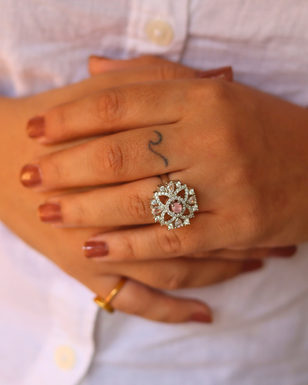 Luxurious White American Diamond Adjustable Ring