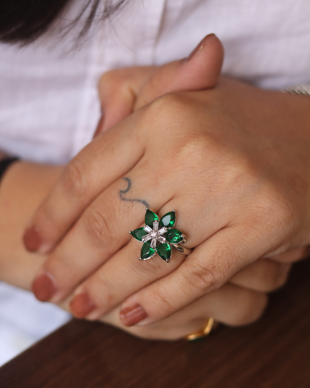 Emerald Floral Ring