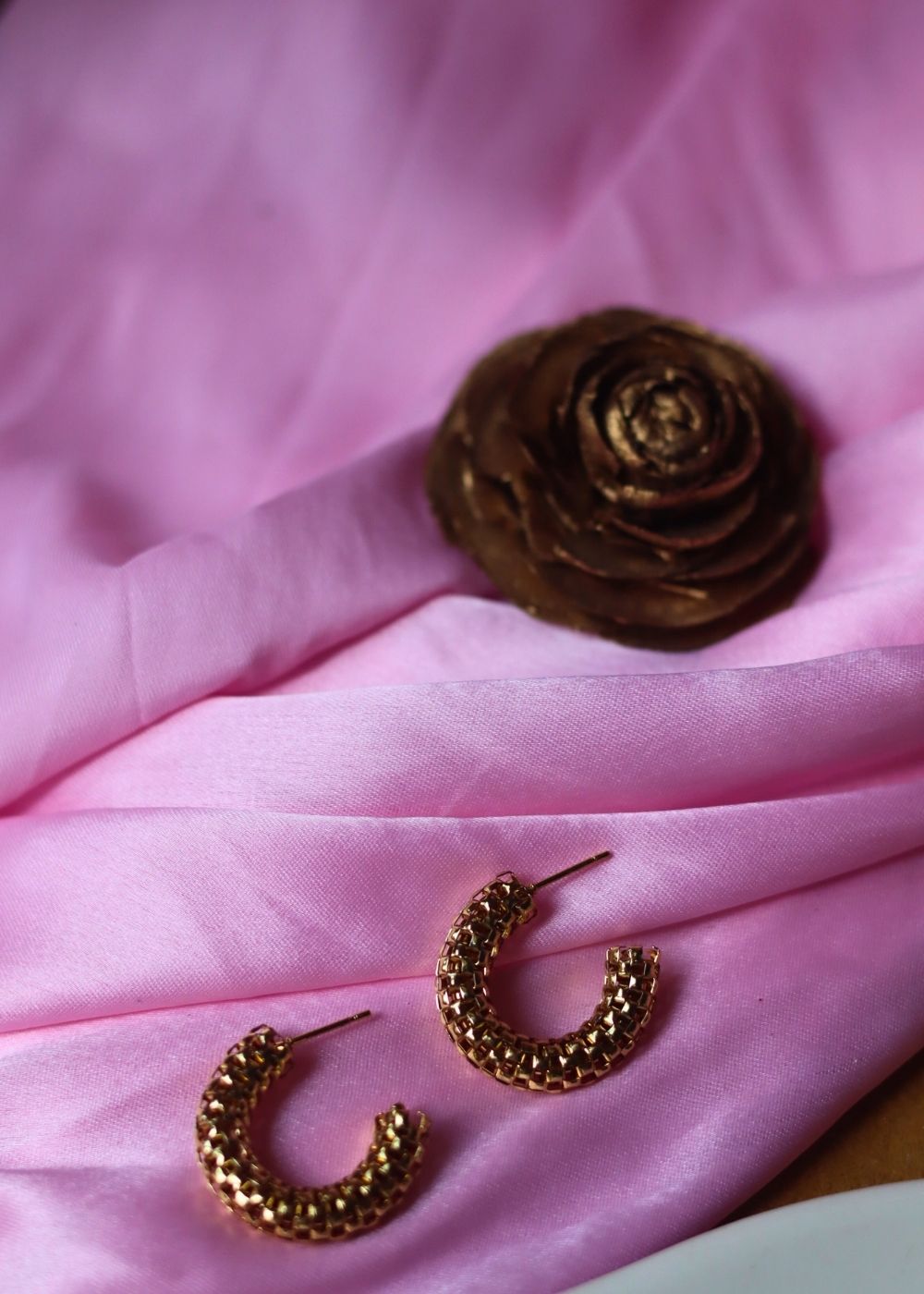 Anti tarnish Textured Hoops