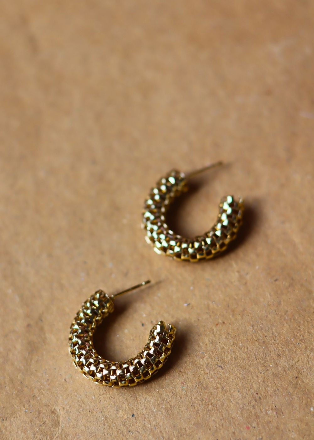 Anti tarnish Textured Hoops