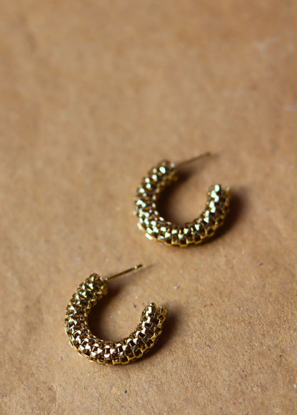 Anti tarnish Textured Hoops