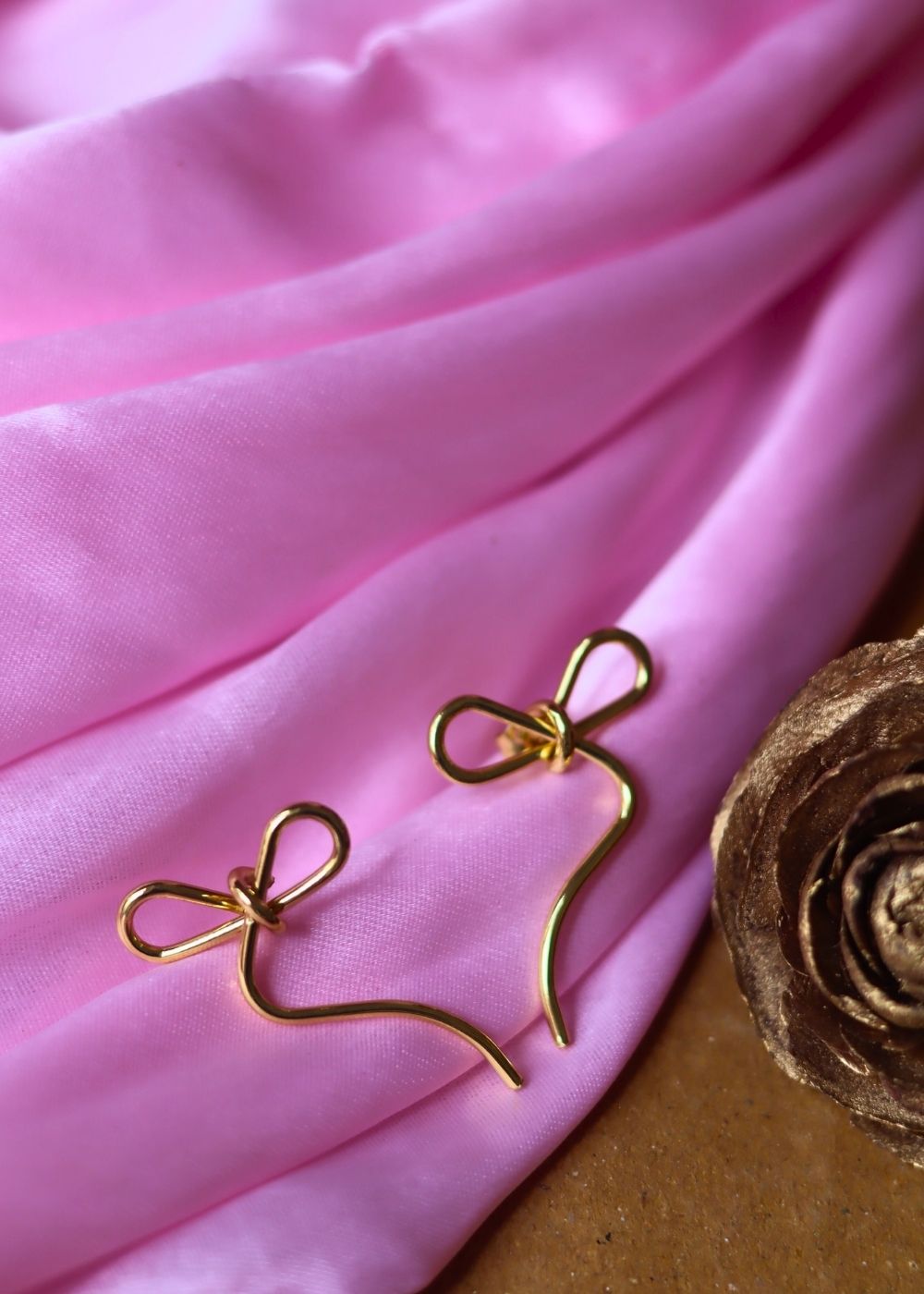 Anti tarnish Ribbon Earrings