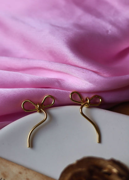 Anti tarnish Ribbon Earrings