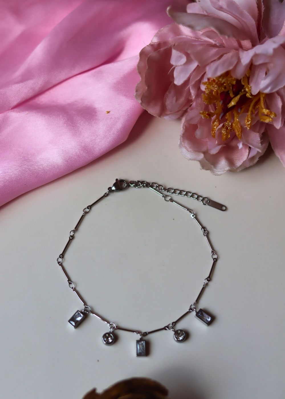 Waterproof Silver Charm Anklet 