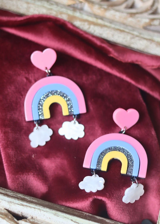 handmade Rainbow Love Earrings with premium quality material