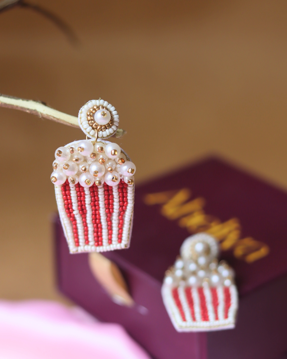 Popcorn Handmade Beaded Earrings