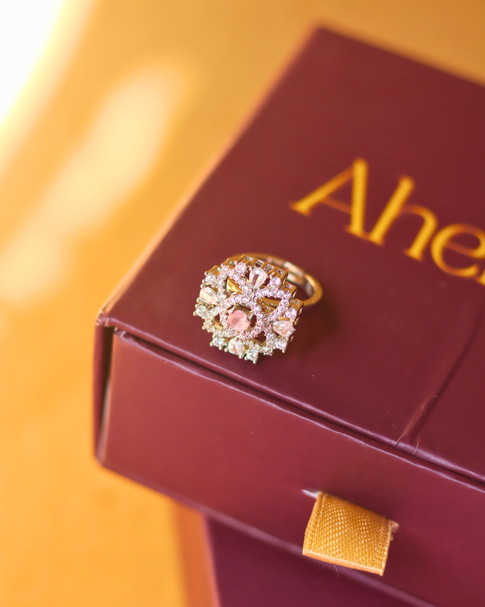 Luxurious White American Diamond Adjustable Ring