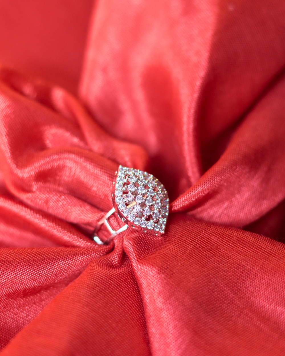 Stylish White AD Adjustable Ring