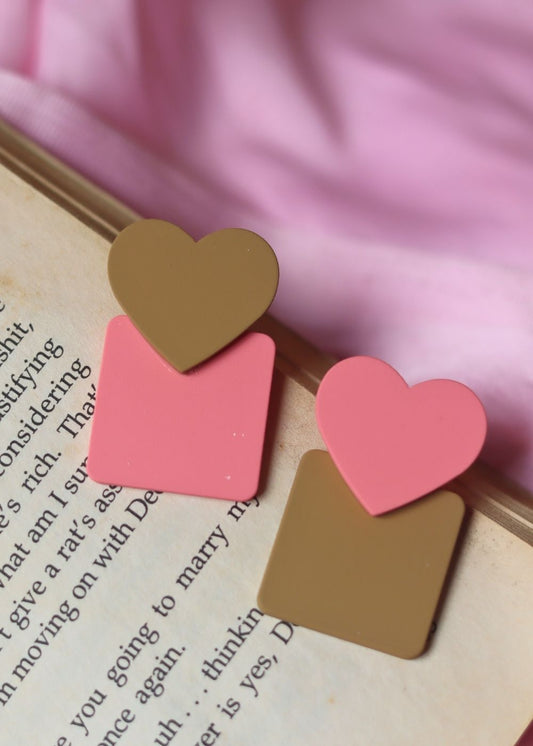 handmade Heart Square Earrings