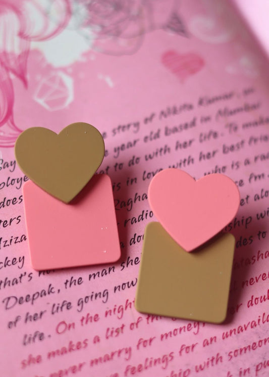 Heart Square Earrings made by plastic