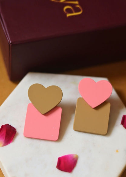 Heart Square Earrings handmade in India