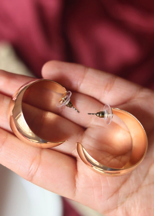 Anti tarnish Gold Crest Hoops