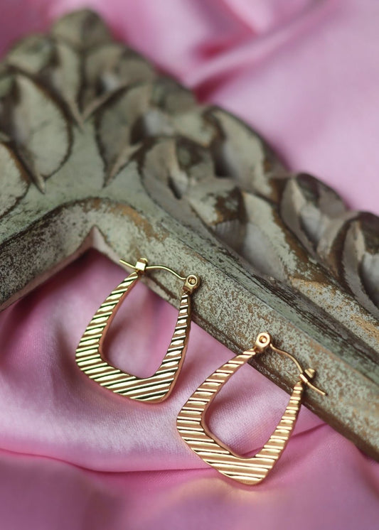 Anti tarnish Glittery Gold Layered Drop Earrings