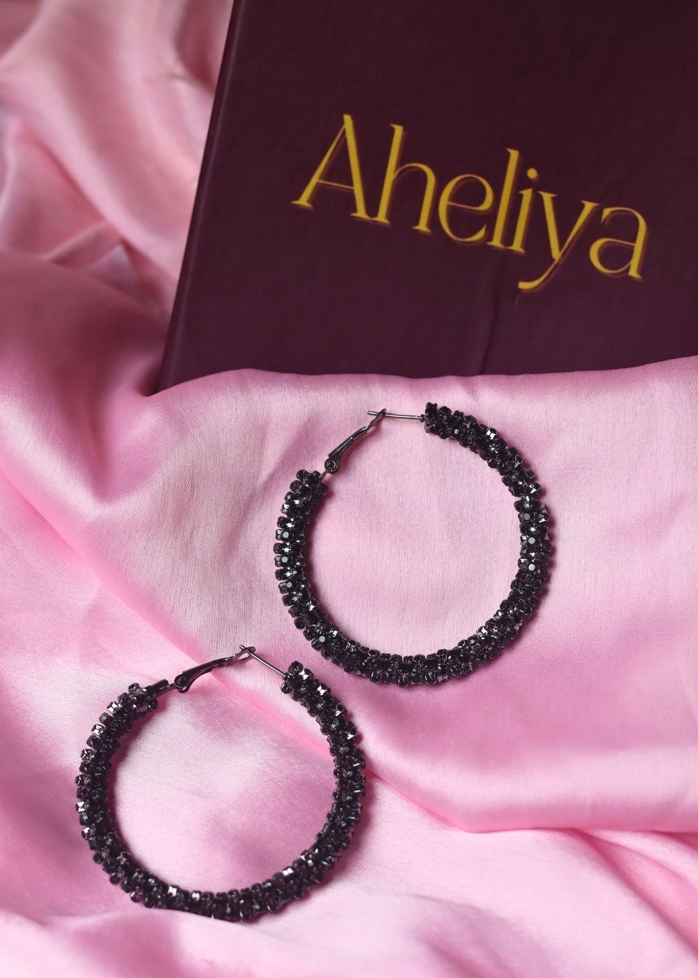 waterproof Beaded Black Statement Earrings 