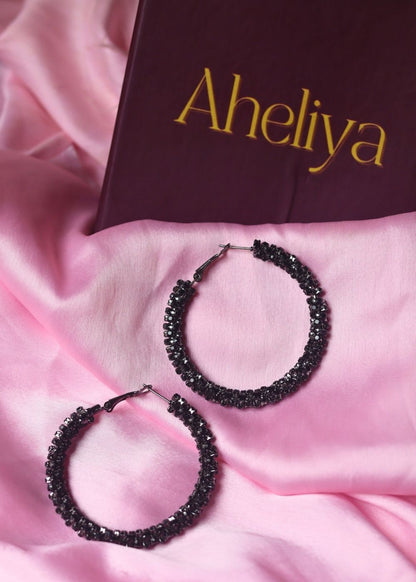 waterproof Beaded Black Statement Earrings 