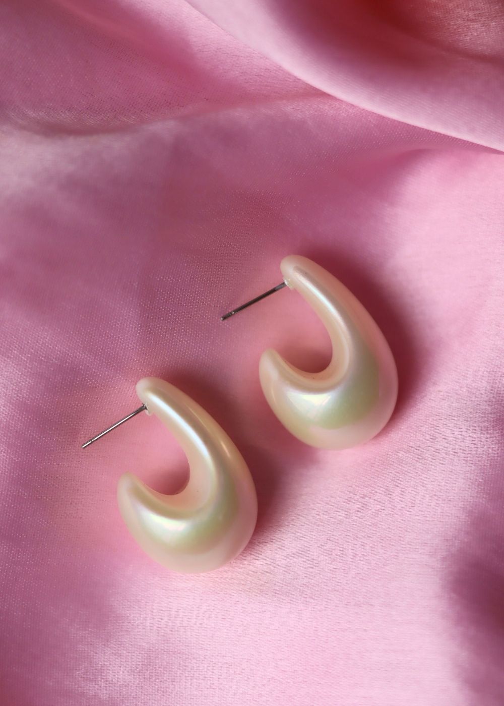 Waterdrop White Earrrings handmade in india
