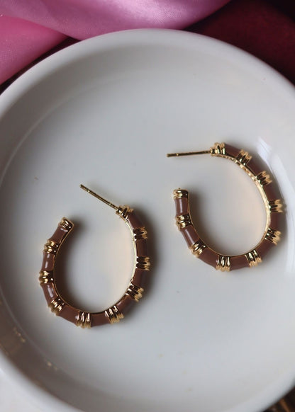 Blossom Studs Brown handmade in India
