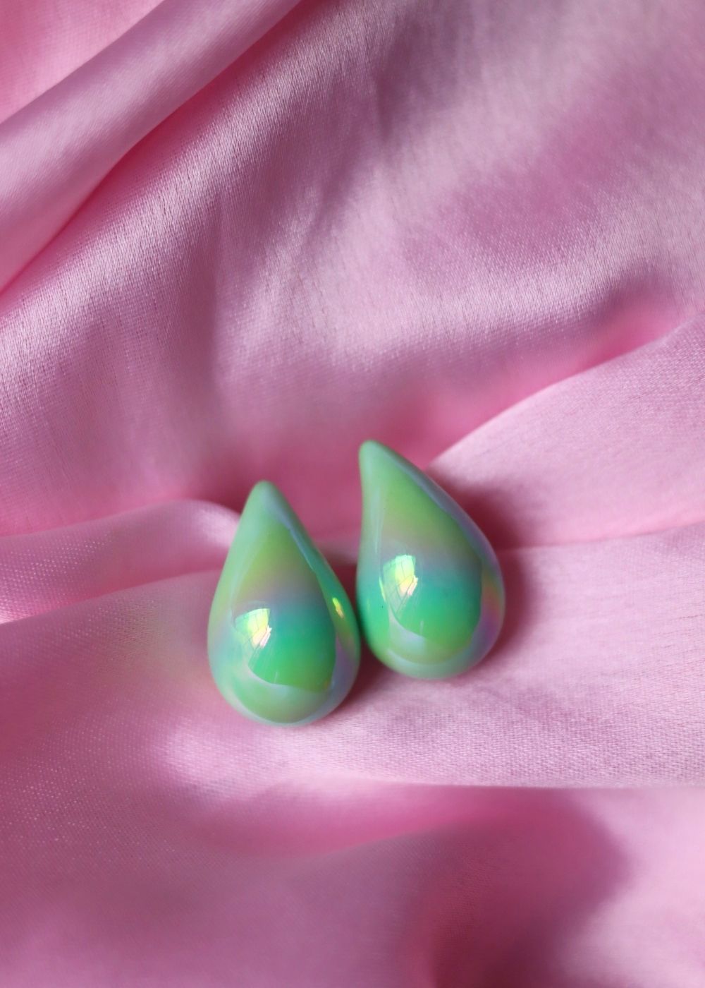 handmade Waterdrop Earrings - Green