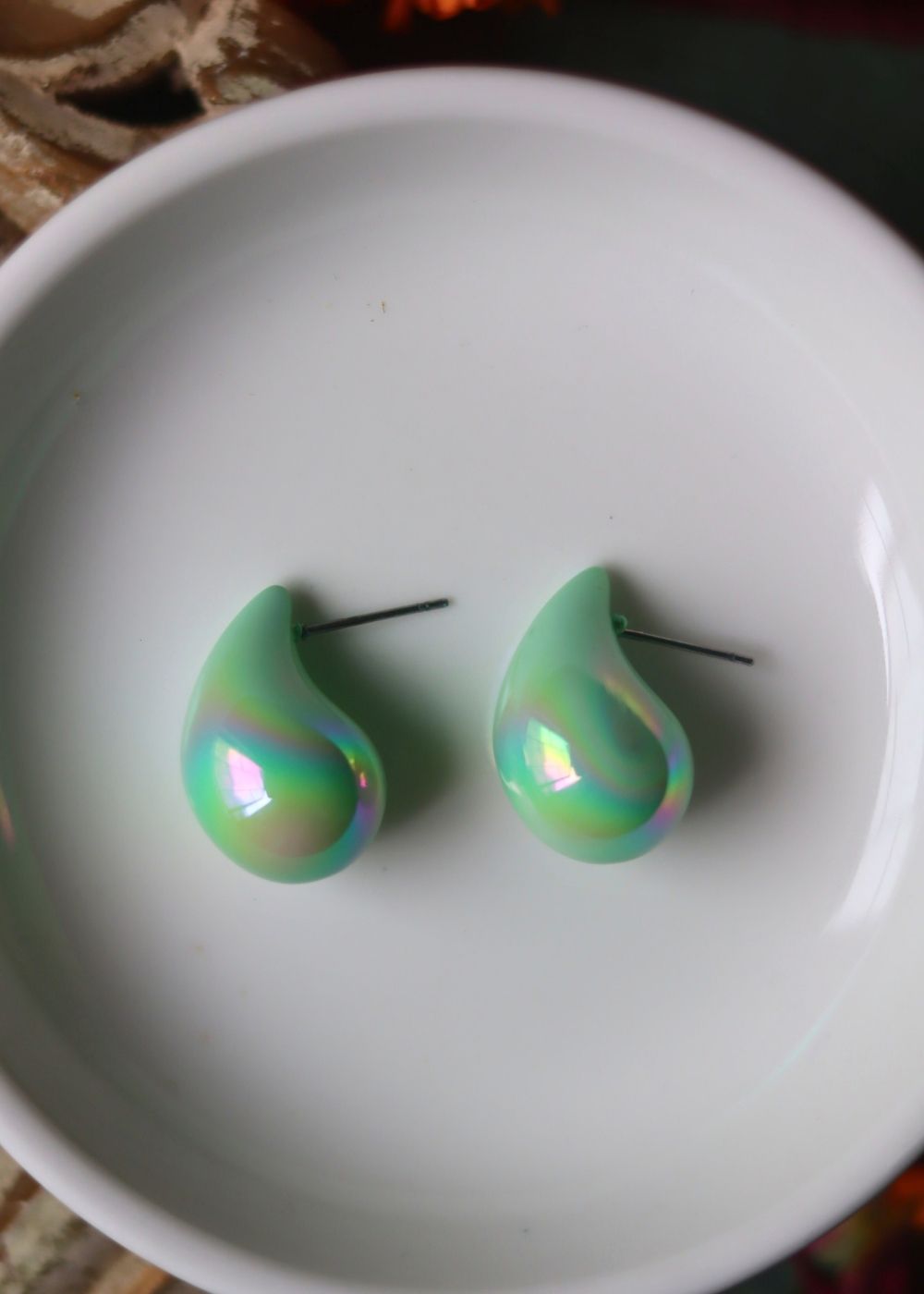 Waterdrop Earrings - Green with green color