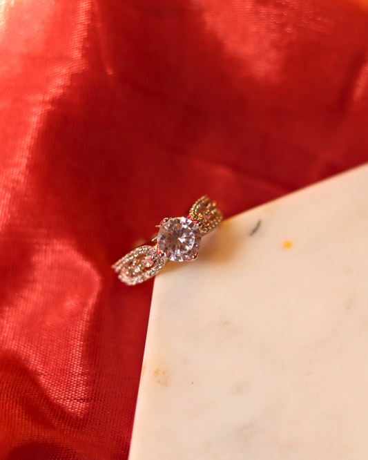 Dreamy White Solitare American Diamond Adjustable Ring