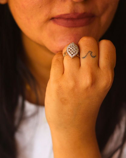 Stylish White AD Adjustable Ring