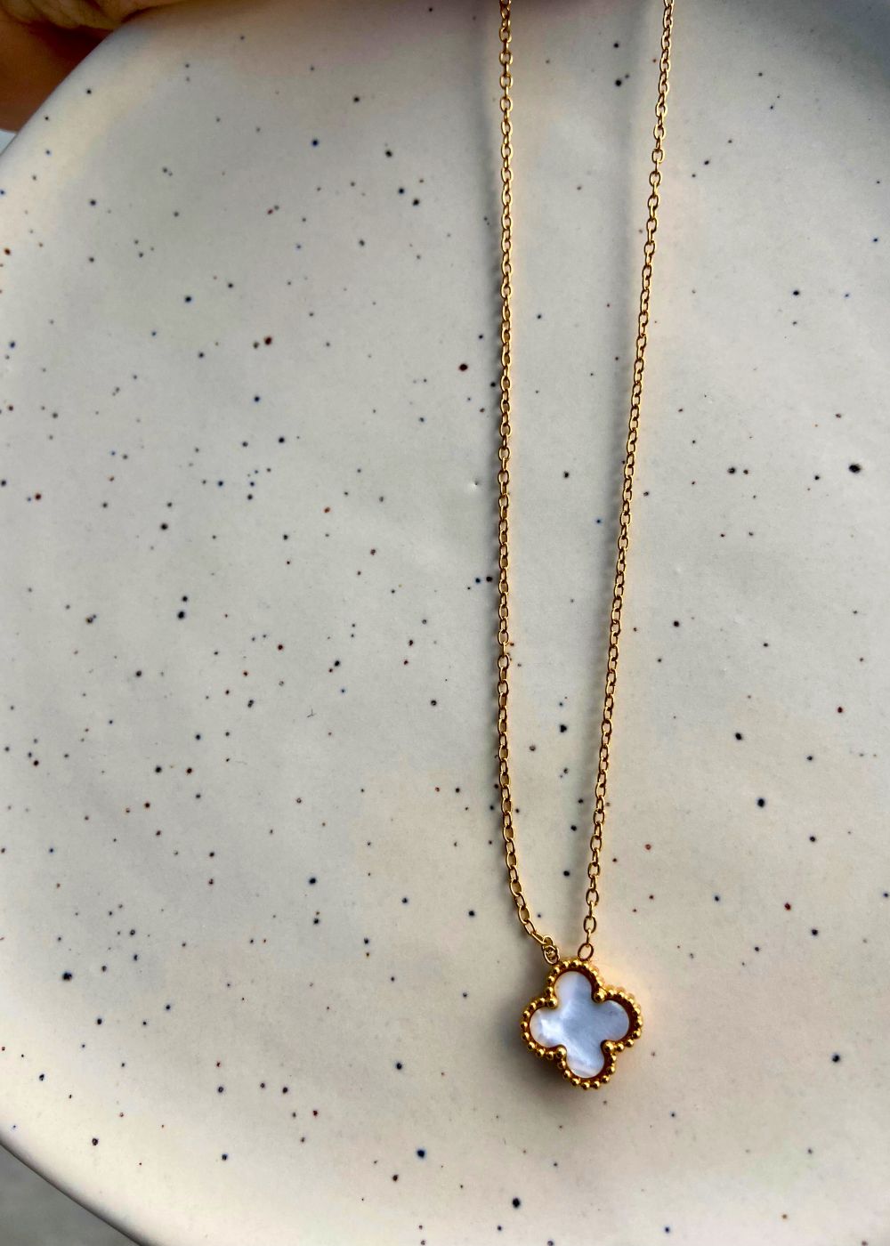 White clover necklace is a waterproof necklace