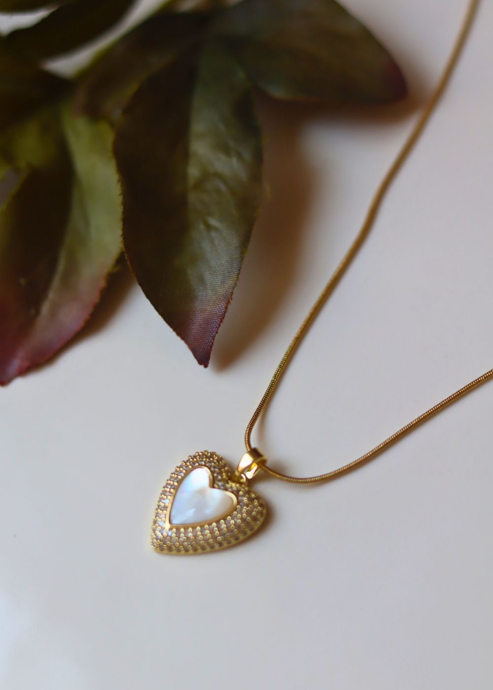Anti tarnish Pearly Heart Necklace