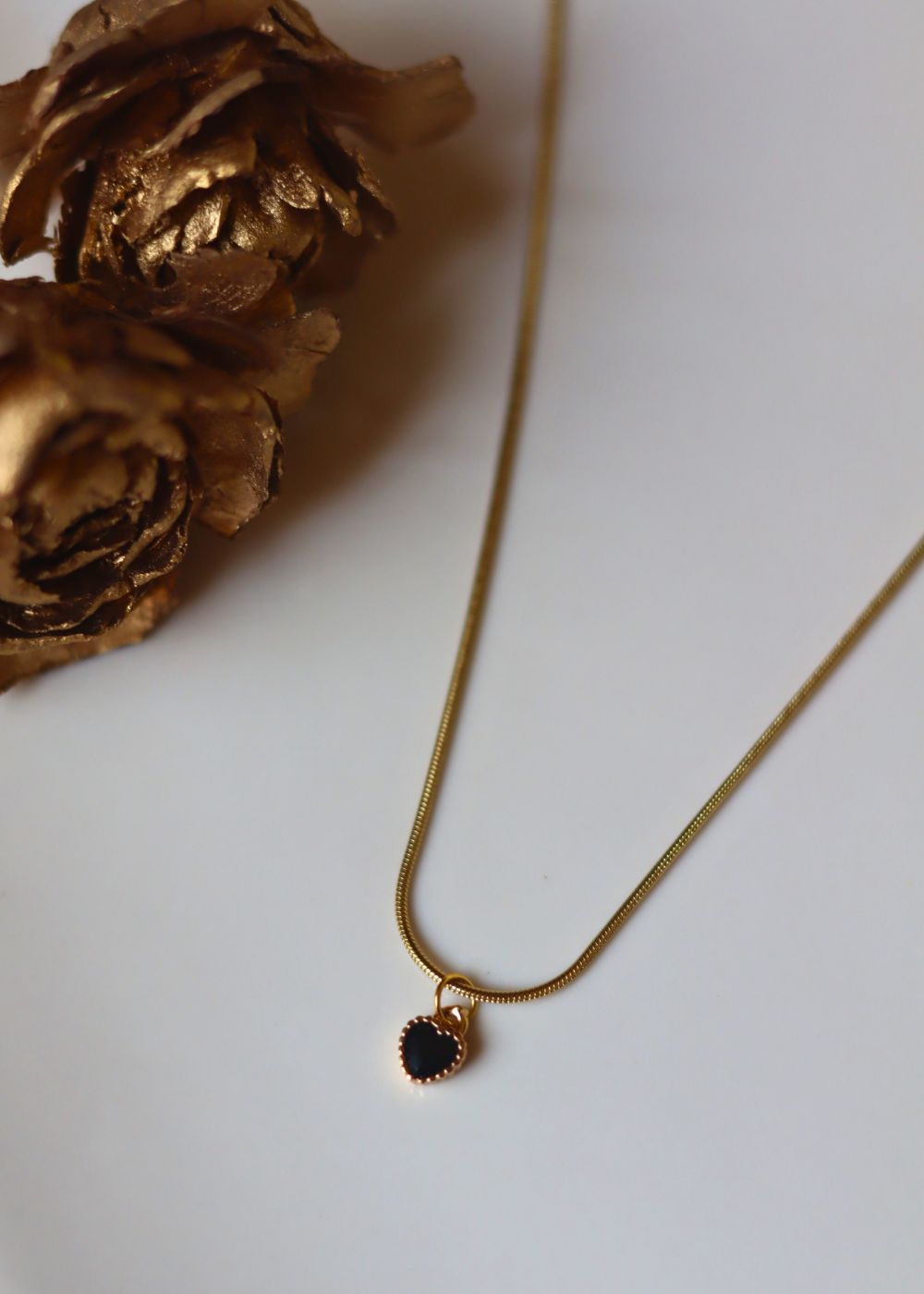 Anti tarnish Black heart Necklace