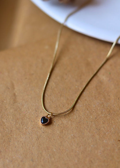 Waterpoof Black heart Necklace