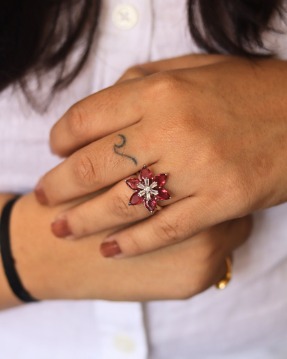 Ruby Floral Ring