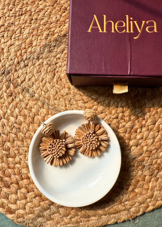 Handmade Jute Floral Earrings