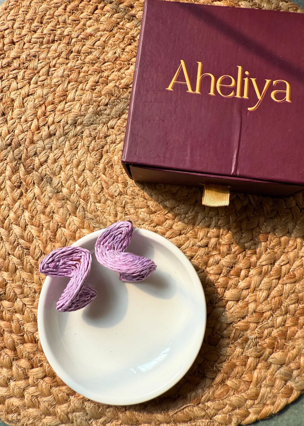 Twisted Fun - Purple Earrings made by jute