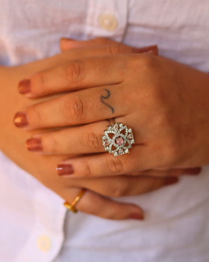 Luxurious White American Diamond Adjustable Ring