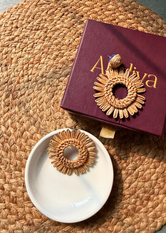 handmade Jute Bloom Earrings - Brown with premium quality material
