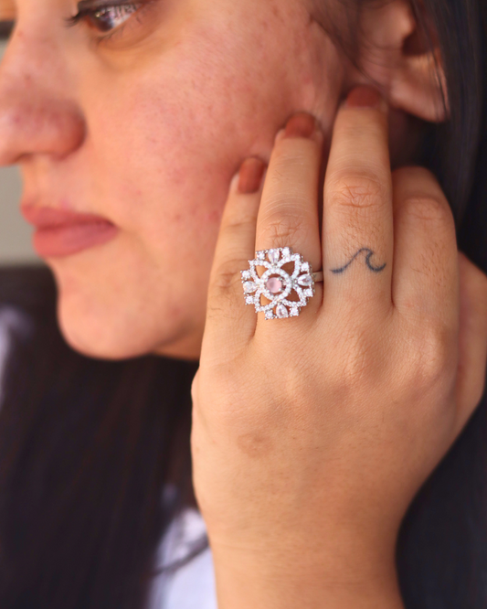 Luxurious White American Diamond Adjustable Ring