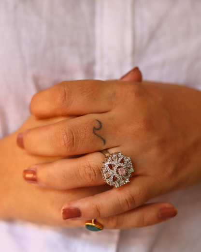 Luxurious White American Diamond Adjustable Ring